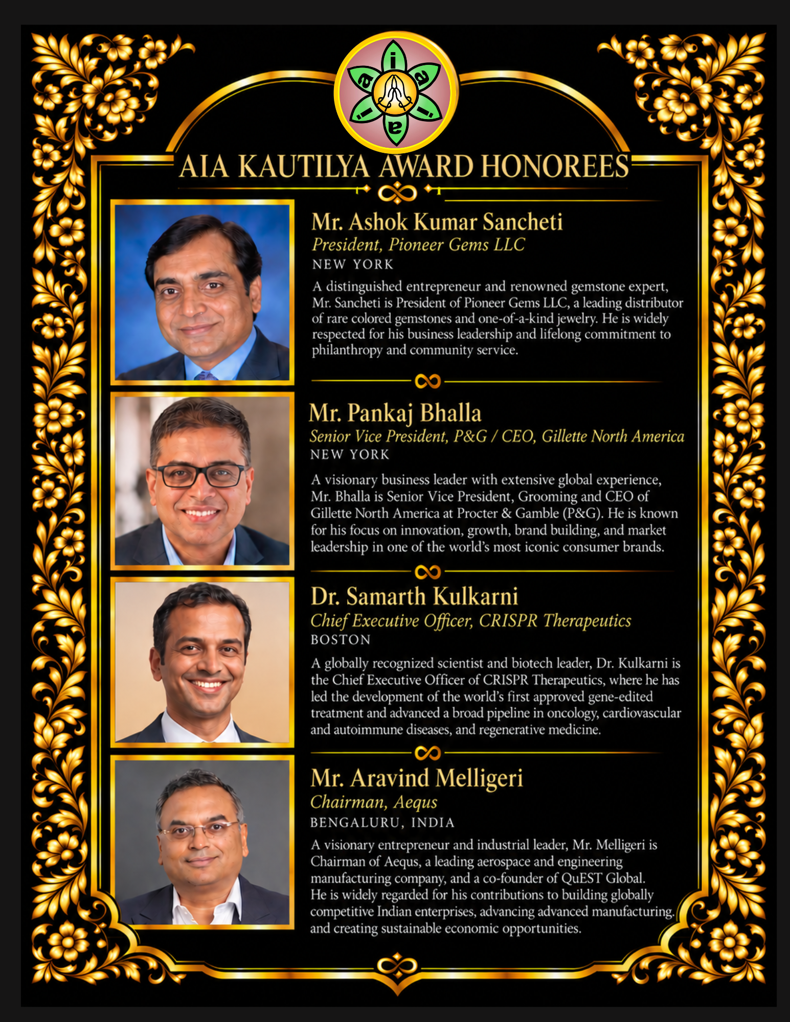 AIA Kautilya Award Honorees